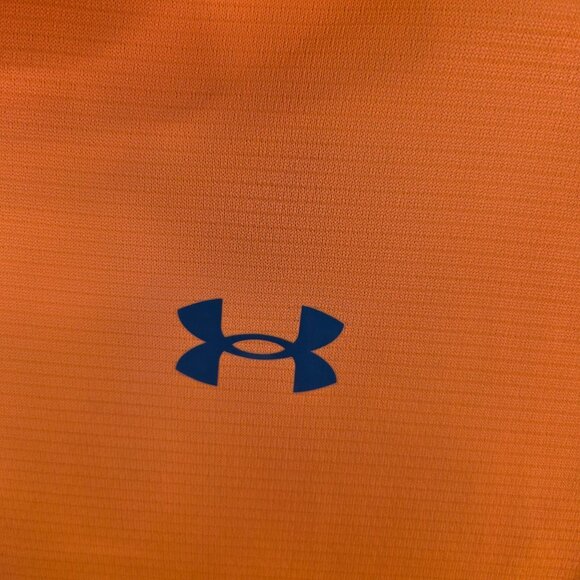 Mens Under Armour UV Orange Loose Fit Polo Shirt 100% Polyester Short Sleeve XL - Picture 2 of 8